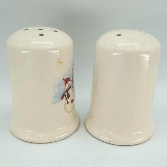Royal Seasons Snowman Christmas Salt & Pepper Shaker Set Holiday Stoneware 3.25" - Picture 8 of 10